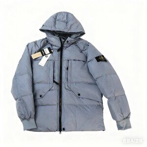 Stone Island Hooded Down Jacket Light Blue
